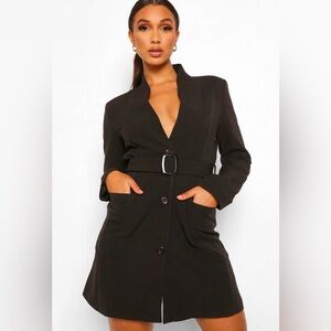 Boohoo Black Belted Blazer Dress